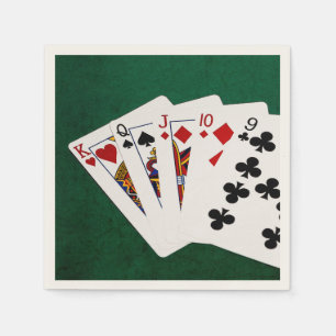 Poker Hands - Straight - King To Nine Napkin