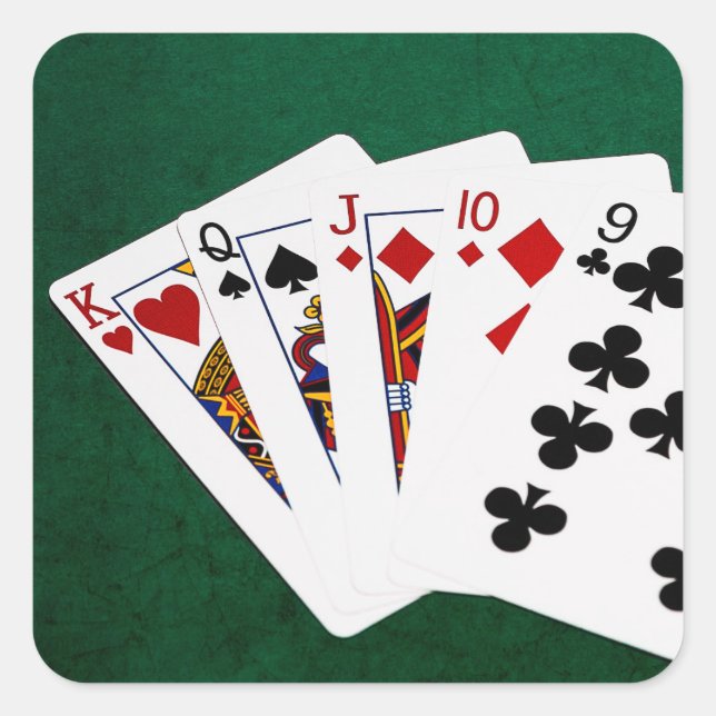 Poker Hands - Straight - King To Nine Square Sticker (Front)