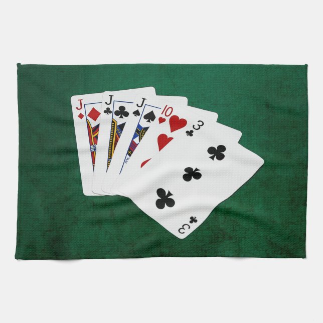 Poker Hands - Three Of A Kind - Jack Tea Towel (Horizontal)