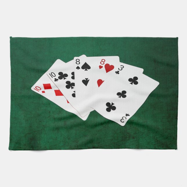 Poker Hands - Two Pair - Ten, Eight Tea Towel (Horizontal)