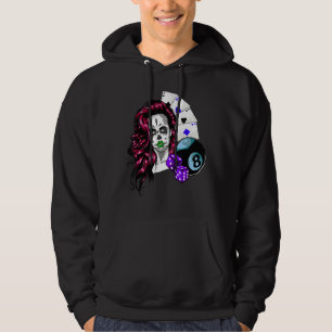 Poker Lady Gambling Rolling Dice Skull Face Hoodie