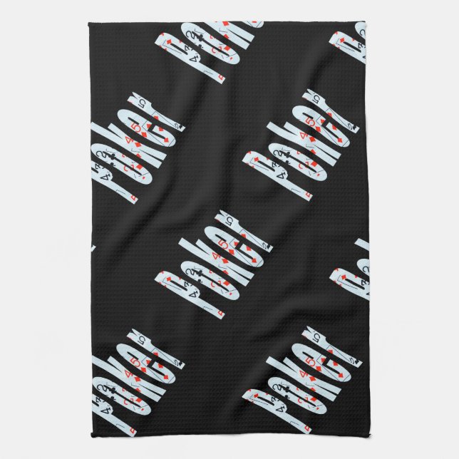 Poker Logo Made From Poker Cards, Tea Towel (Vertical)