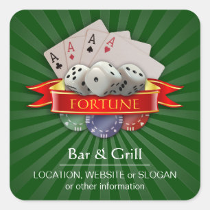 Poker Mania Personalised Square Sticker