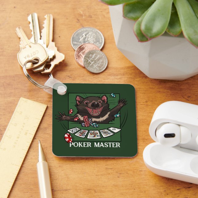Poker Master Royal Flush Tasmanian Devil Cartoon  Key Ring (Desk)