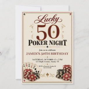 poker night adult birthday invitation