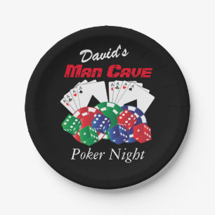 Poker Night at the Man Cave Paper Plate