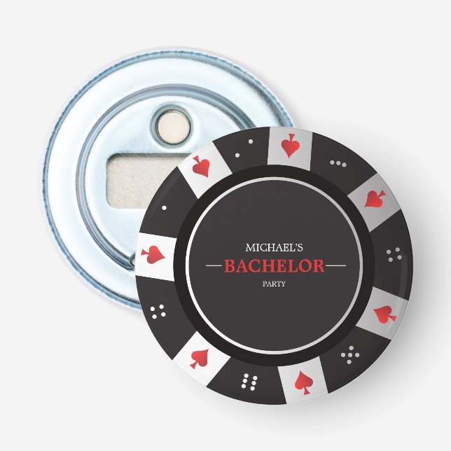 Poker Night Bachelor Party Las Vegas Casino Bottle Opener (Front)