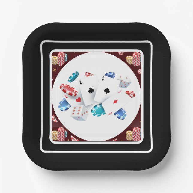 Poker Night Fun Paper Plate (Front)