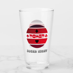 Poker night red black personalizable  glass