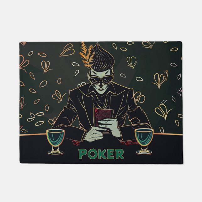 Poker Night - Stylish Card Player  Doormat (Front)