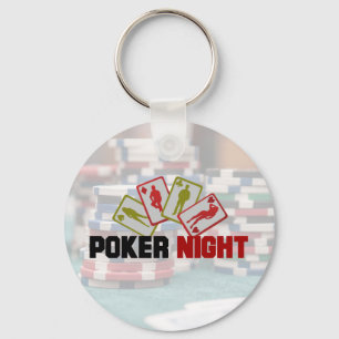 Poker Night with Playing Cards and Poker Chips Key Ring