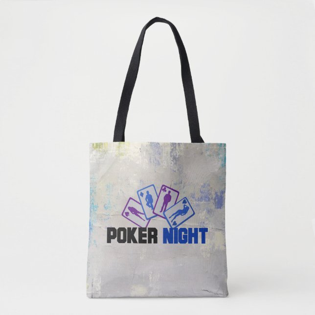 Poker Night with Playing Cards on Grunge Texture Tote Bag (Front)