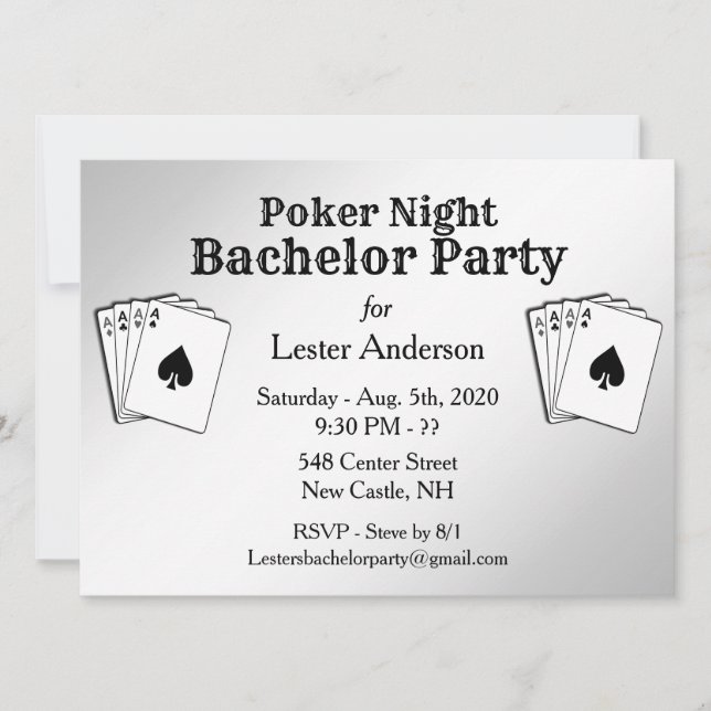 Poker Party Bachelor Party Invitation (Front)