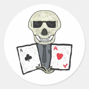 Poker Player Aces Classic Round Sticker