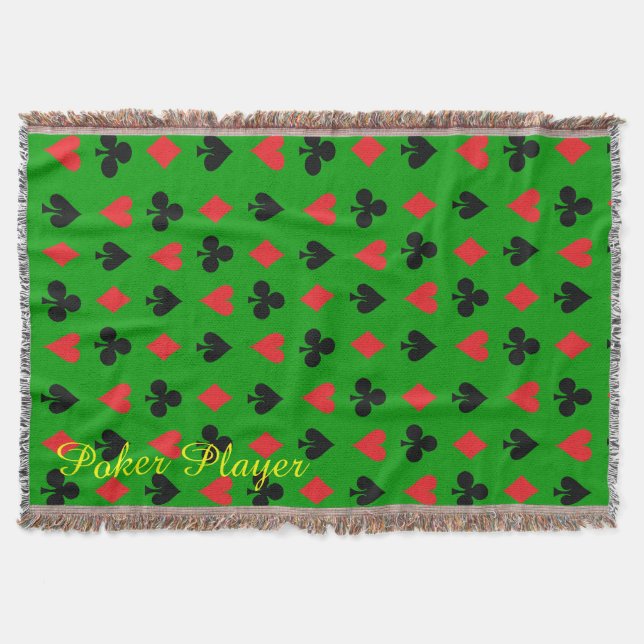 Poker Player Card Suits Throw Blanket (Front)