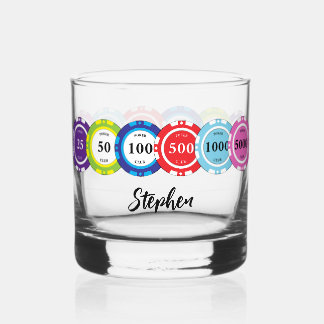Poker Player Chips Personalised Whiskey Glass