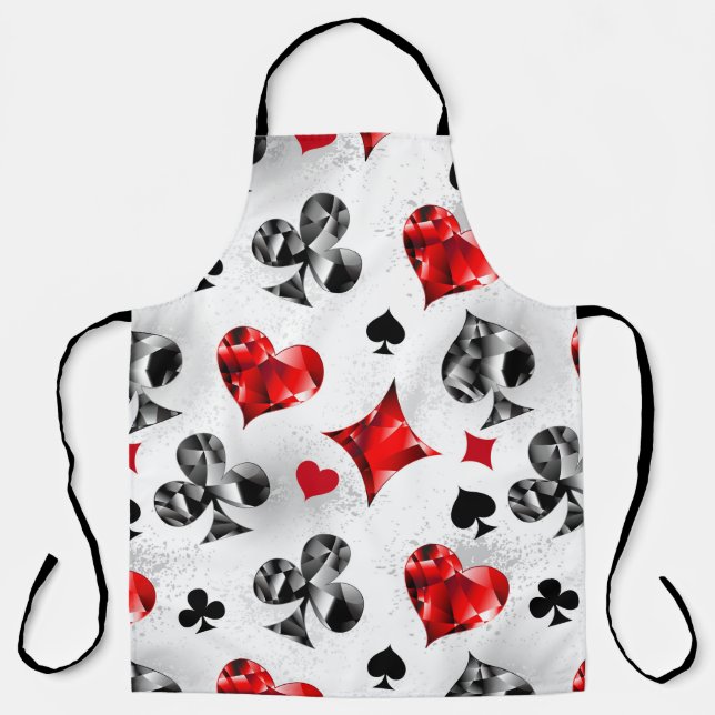 Poker Player Gambler Playing Card Suits Las Vegas Apron (Front)