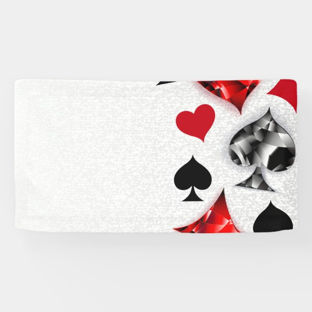 Poker Player Gambler Playing Card Suits Las Vegas Banner (Horizontal)