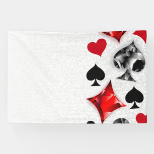 Poker Player Gambler Playing Card Suits Las Vegas Banner