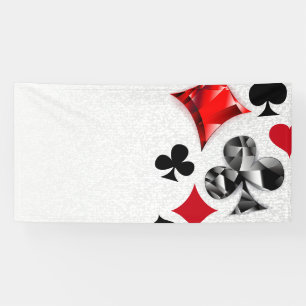 Poker Player Gambler Playing Card Suits Las Vegas Banner