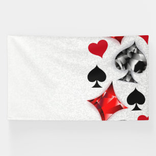 Poker Player Gambler Playing Card Suits Las Vegas Banner