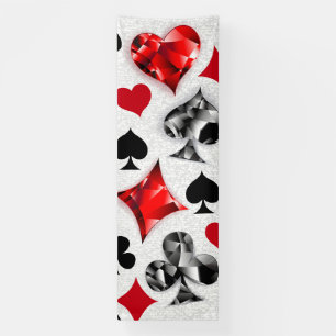 Poker Player Gambler Playing Card Suits Las Vegas Banner