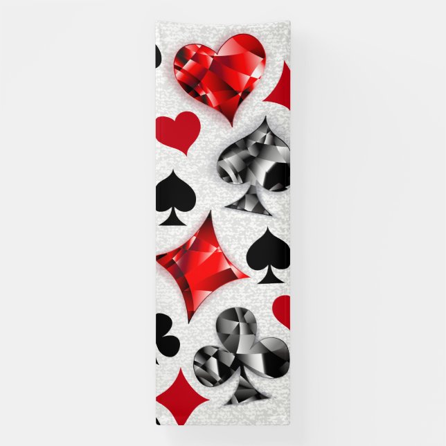 Poker Player Gambler Playing Card Suits Las Vegas Banner (Vertical)
