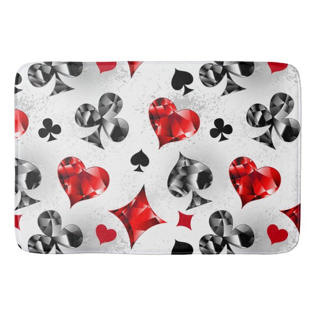 Poker Player Gambler Playing Card Suits Las Vegas Bath Mat (Front)