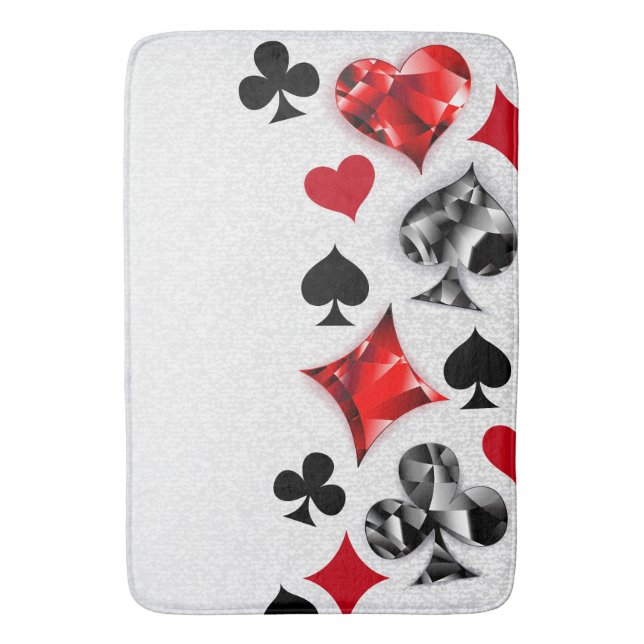 Poker Player Gambler Playing Card Suits Las Vegas Bath Mat (Front Vertical)