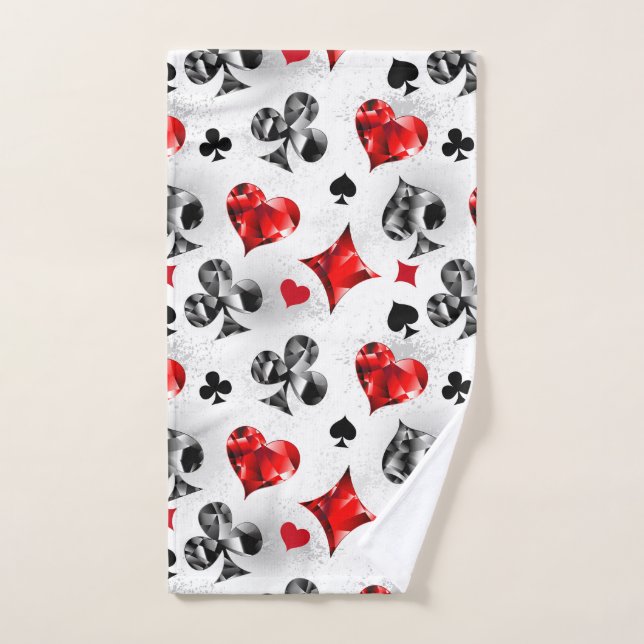 Poker Player Gambler Playing Card Suits Las Vegas Bath Towel Set (Hand Towel)