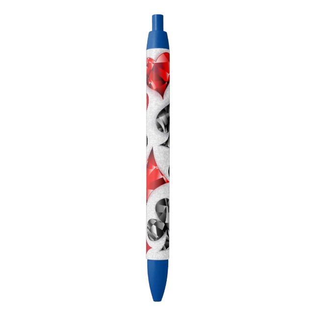 Poker Player Gambler Playing Card Suits Las Vegas Black Ink Pen (Front Vertical)