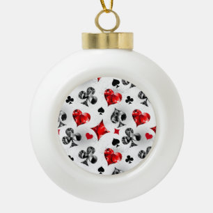 Poker Player Gambler Playing Card Suits Las Vegas Ceramic Ball Christmas Ornament