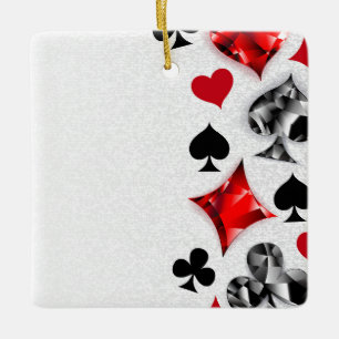 Poker Player Gambler Playing Card Suits Las Vegas Ceramic Ornament