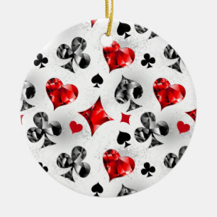 Poker Player Gambler Playing Card Suits Las Vegas Ceramic Ornament