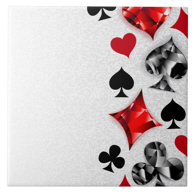 Poker Player Gambler Playing Card Suits Las Vegas Ceramic Tile (Front)