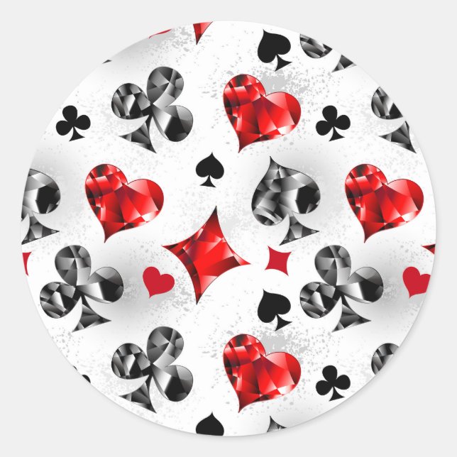 Poker Player Gambler Playing Card Suits Las Vegas Classic Round Sticker (Front)