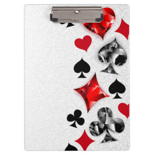 Poker Player Gambler Playing Card Suits Las Vegas Clipboard