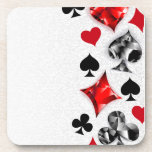 Poker Player Gambler Playing Card Suits Las Vegas Coaster<br><div class="desc">Grey, textured background with polygonal playing cards symbols. Symbols of playing cards, heart, diamond, spade and club.</div>