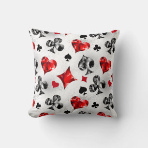 Poker Player Gambler Playing Card Suits Las Vegas Cushion