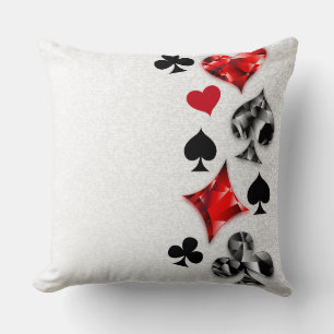 Poker Player Gambler Playing Card Suits Las Vegas Cushion