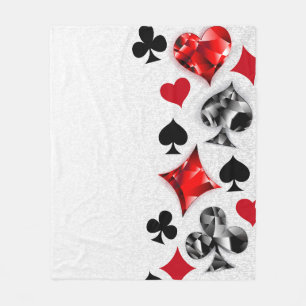 Poker Player Gambler Playing Card Suits Las Vegas Fleece Blanket