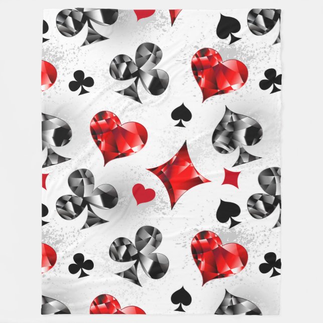 Poker Player Gambler Playing Card Suits Las Vegas Fleece Blanket (Front)