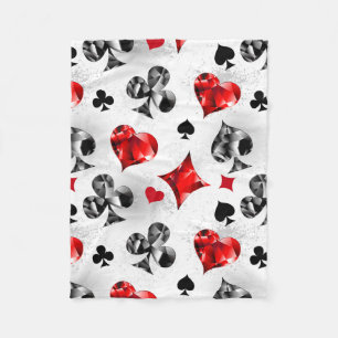 Poker Player Gambler Playing Card Suits Las Vegas Fleece Blanket