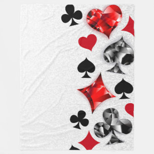 Poker Player Gambler Playing Card Suits Las Vegas Fleece Blanket