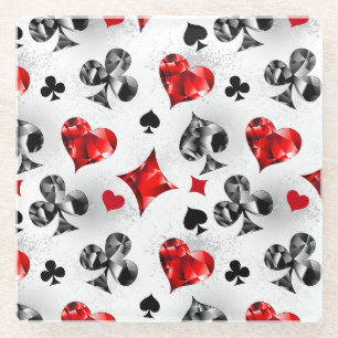 Poker Player Gambler Playing Card Suits Las Vegas Glass Coaster