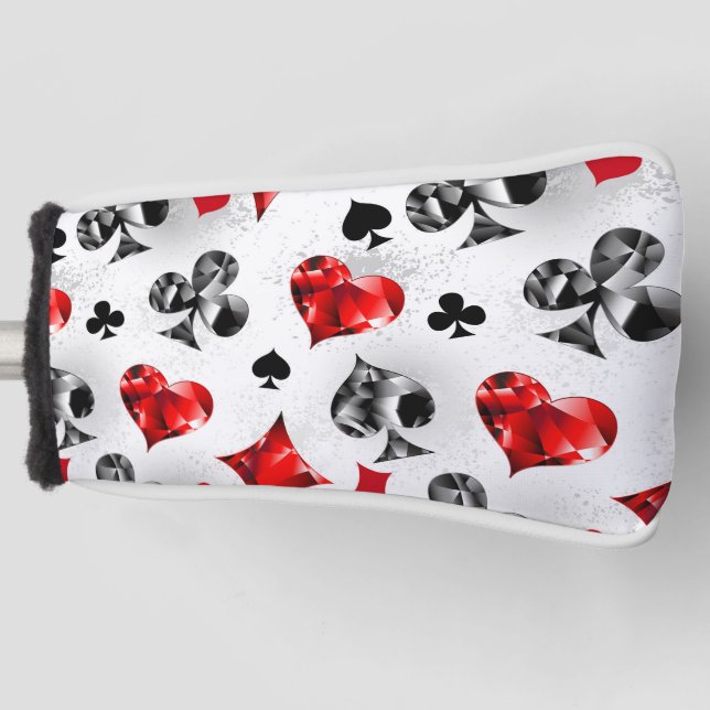 Poker Player Gambler Playing Card Suits Las Vegas Golf Head Cover (Front)