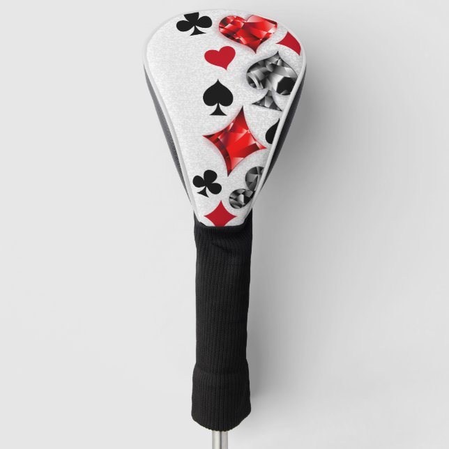 Poker Player Gambler Playing Card Suits Las Vegas Golf Head Cover (Front)