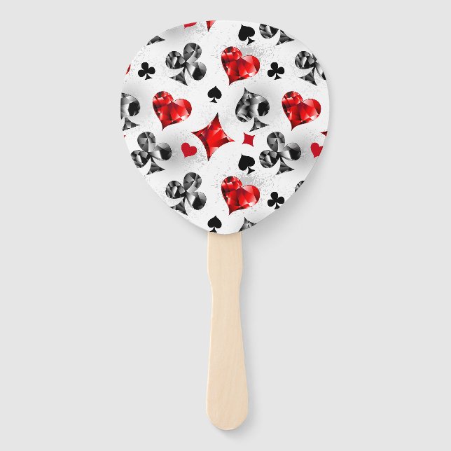 Poker Player Gambler Playing Card Suits Las Vegas Hand Fan (Front)