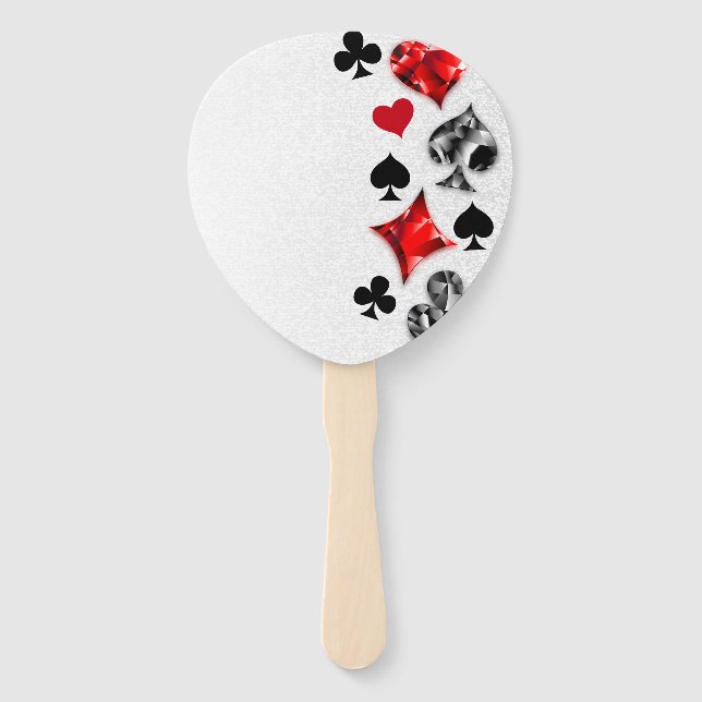 Poker Player Gambler Playing Card Suits Las Vegas Hand Fan (Front)