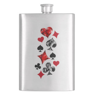 Poker Player Gambler Playing Card Suits Las Vegas Hip Flask